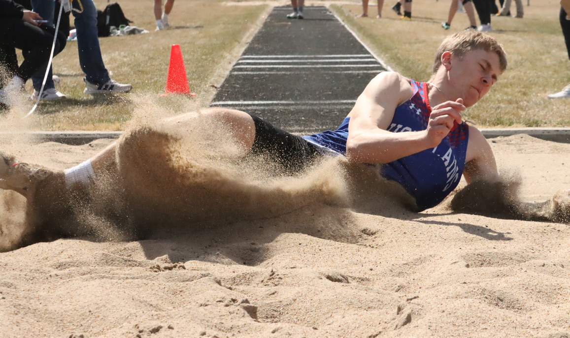 High Plains senior Brodey Spurling won the triple jump and finished third in the long jump at the Merrick County Invite on Tuesday. PCN photo by Ken Kush.