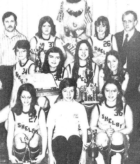 Shelby girls’ volleyball won the state championship in 1974. Photo from 1974 yearbook thanks to Shelby Library.