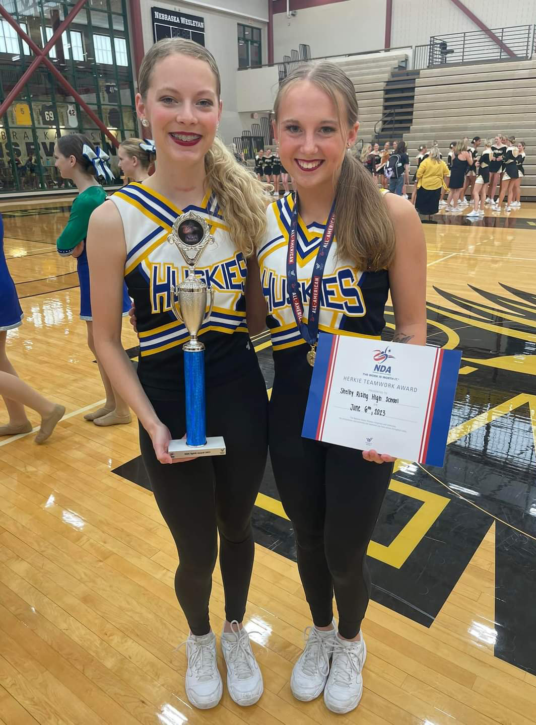 Shelby-Rising City cheerleaders Kaylei Perry and Ellie Frederick are going to Hawaii to represent Varsity Spirit in the Pearl Harbor Memorial parade. Photo provided.