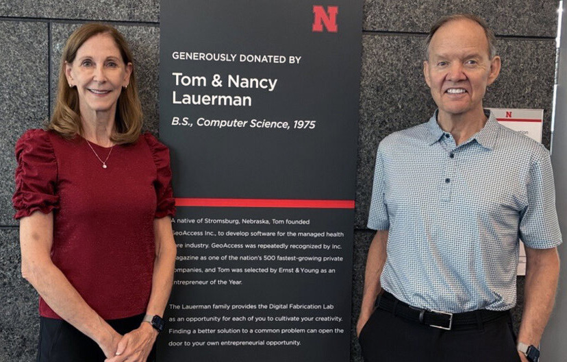 Nancy and Tom Lauerman made a $500,000 gift to equip the Tom and Nancy Lauerman Digital Fabrication Lab in Kiewit Hall at UNL.Photo by Connie White/University of Nebraska Foundation