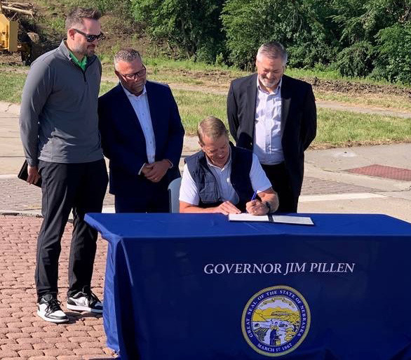 Governor Pillen holds ceremony while signing Housing Affordability Bill in Blair. Photo was provided