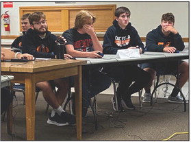 Osceola A placed 4th in the small schools division out of 16 teams at the quiz bowl in Seward. They were seeded #15, beat the 2nd seeded team and continued in the tournament with very close matches. Pictured are team members Liam White (back), Matt DeMers, Joe Meysenburg, Hayden Lavaley, and Braylon Peterson. Additional team member is Bransen Lavaley not pictured. Photo provided.
