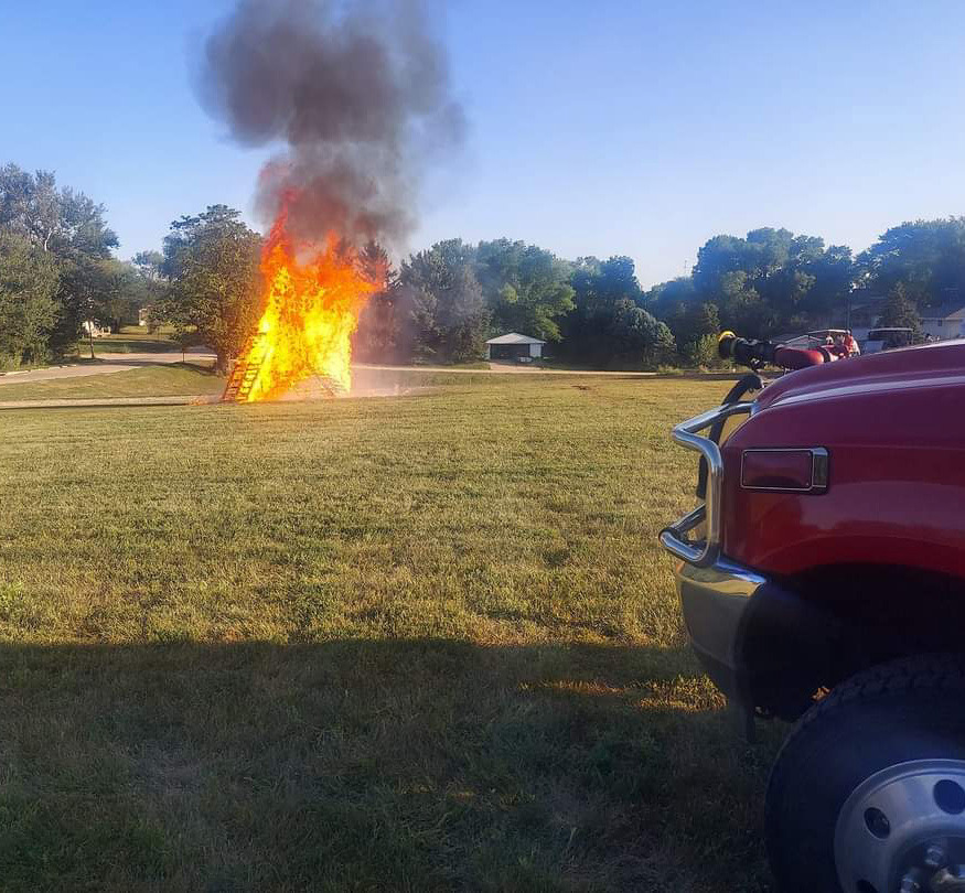 2023 homecoming continued with a bonfire. Osceola Fire and Rescue were on standby. Photo provided.