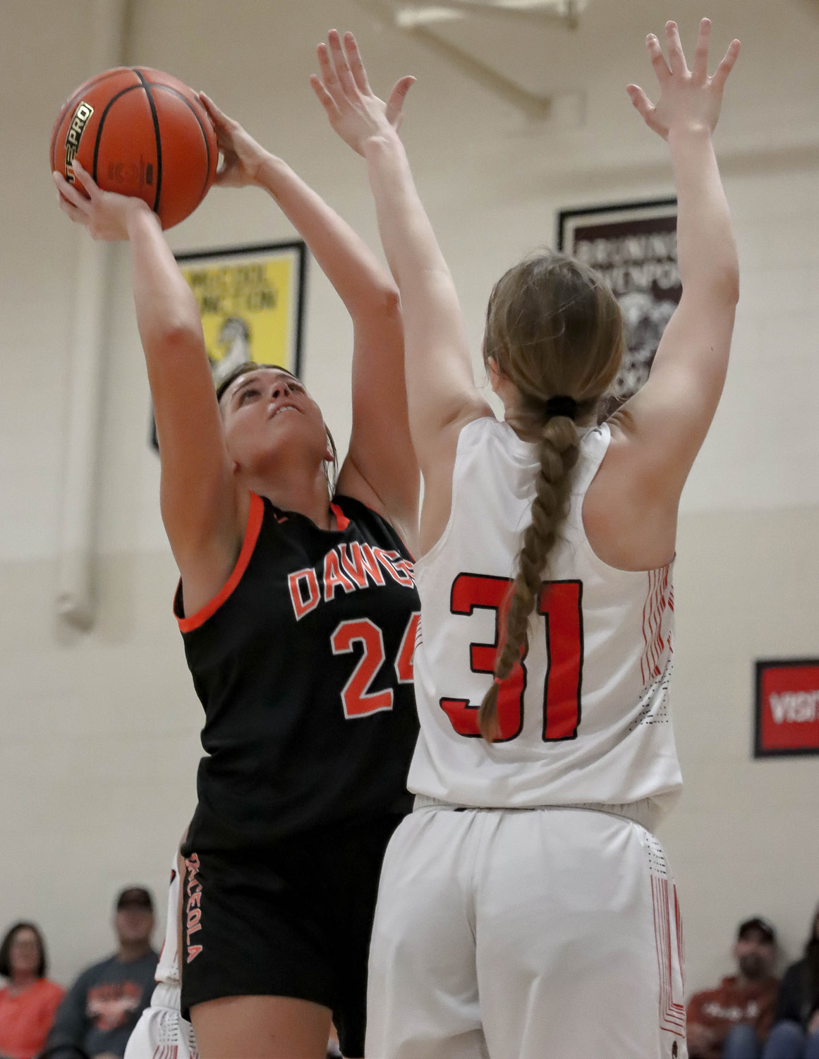 Courtney Sunday grabs a rebound against Meridian. PCN photo by Blaine Winslow.