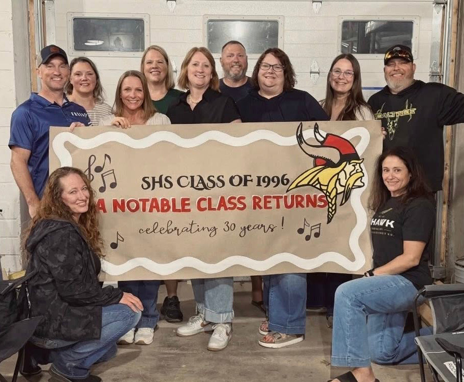 The 1996 Class from Cross County gathered this past weekend with 11 members. (L-R)Angel (Burke) Eschenweck, Chauncy Krol, Mandy (Peterson) David, Erin (David) Lacy, Brook Bjerrum, Tanya (McLean) Crawford, Travis Lane, Michelle (Sisty) Pruter Jennie (Frazier) Korth, Jeff Willhoft, Kasey (Horton) Ekstrom. Not pictured AJ Lindburg. Photo provided.
