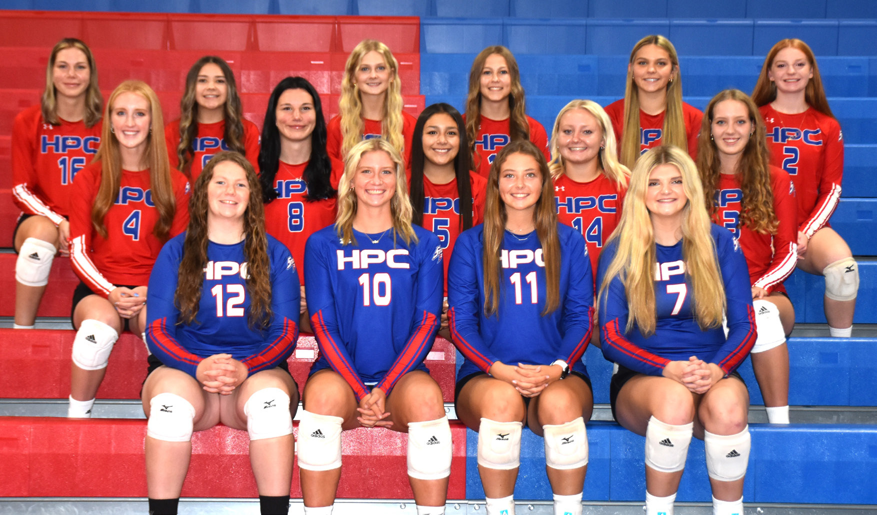 2024 High Plains volleyball: (front left to right) Allie Howell, Courtney Carlstrom, Rylee Ackerson, Emma Brown; (second row) Peyton Hofmann, Dakota Gress, Gahvi Lesiak, Kenslei Carlson, and Rylee Hofmann; (third row) Bailey Gress, Jacey Dubas, Tessa Morris, Kinley Spurling, HallieJo Urkoski and Madi Zerr. PCN photo by Beth Sparrow.