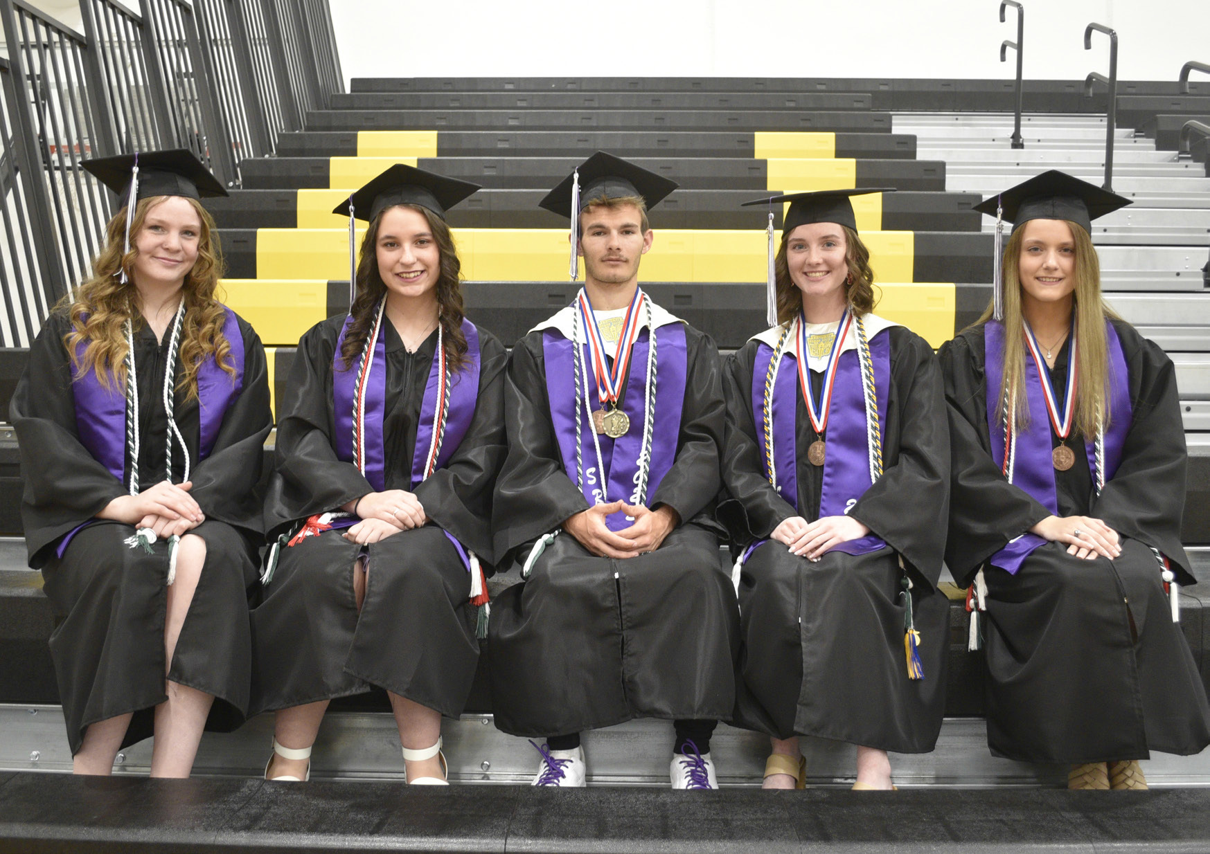 Shelby-Rising City graduates with Summa Cum Laude distinction include Caydee Bauers, Jaimee Paddock, Payton Sliva, Alexa Carter, and Jenna Potter. Photo provided.