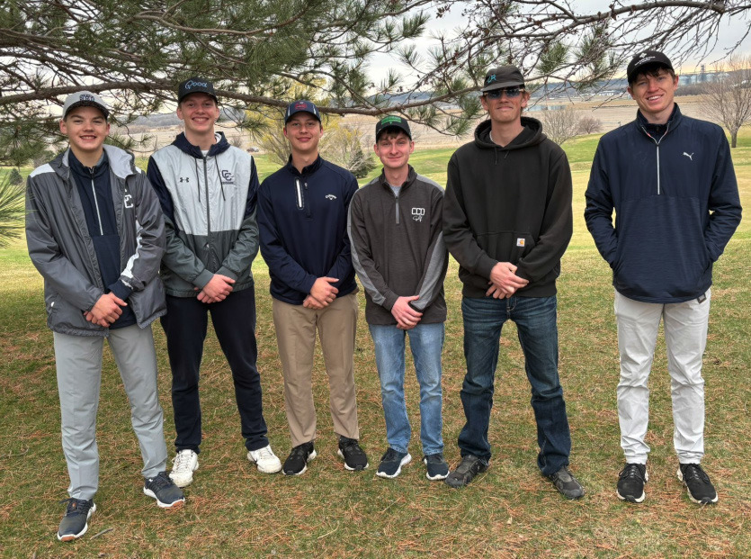 Cross County golf includes Benson Seim, Brock Allen, Gabe Nuttelman, Marshall Johansen, Kole Crawford and Wyatt Hengelfelt. They were the winner of the Fullerton triangular. Photo provided.