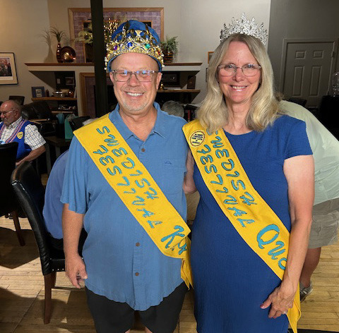 Newly crowned Swedish Festival King Steve Dubas and Queen Judy Hanson were honored at a public reception at the Rose Colored Glass in Stromsburg on Thursday, June 25. Several past festival kings and queens were there to congratulate the new king and queen. Those hosting the event this year were past kings and queens, Tim Alvis and Sherri Georges along with Ken Everingham and Michelle Dubas. Photo provided.