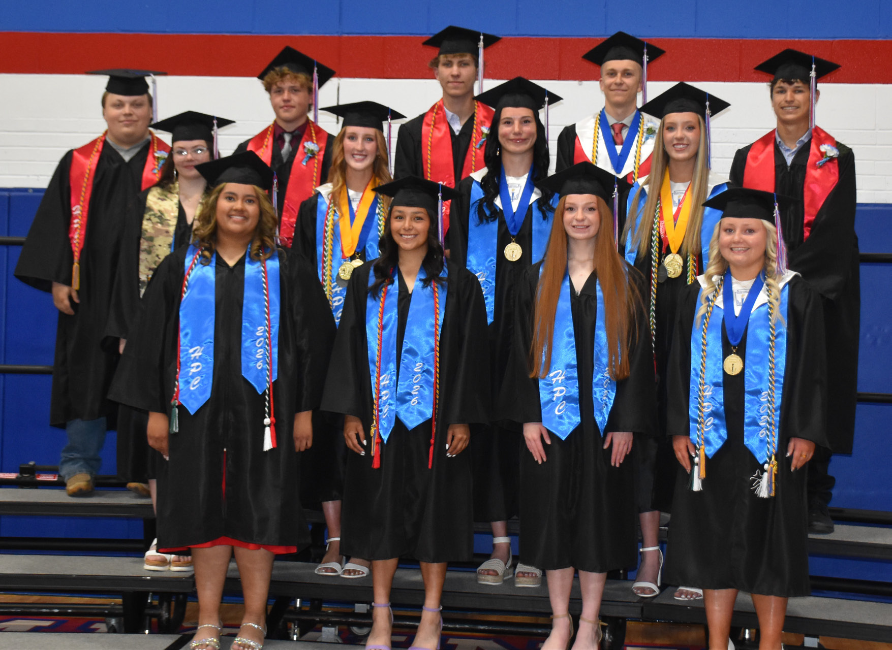 High Plains Class of 2026 graduated on Saturday. Pictured are (front) Nayelli Barrios, Gahvi Lesiak, Madi Zerr, Kenslei Carlson (middle) Kcin Confer, Peyton Hofmann, Dakota Gress, Rylee Hofmann (back) Bozton Pedersen, Chase Owens, Carter Urkoski, Brodey Spurling and Levi Russell. PCN photo by Beth Sparrow.