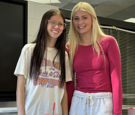 Osceola Girls’ State attenders Allie Kula and Kenzie Bartling presented their report to the Auxiliary members and junior class on Wednesday Aug. 26th. They explained the activities they attended. Photo provided.