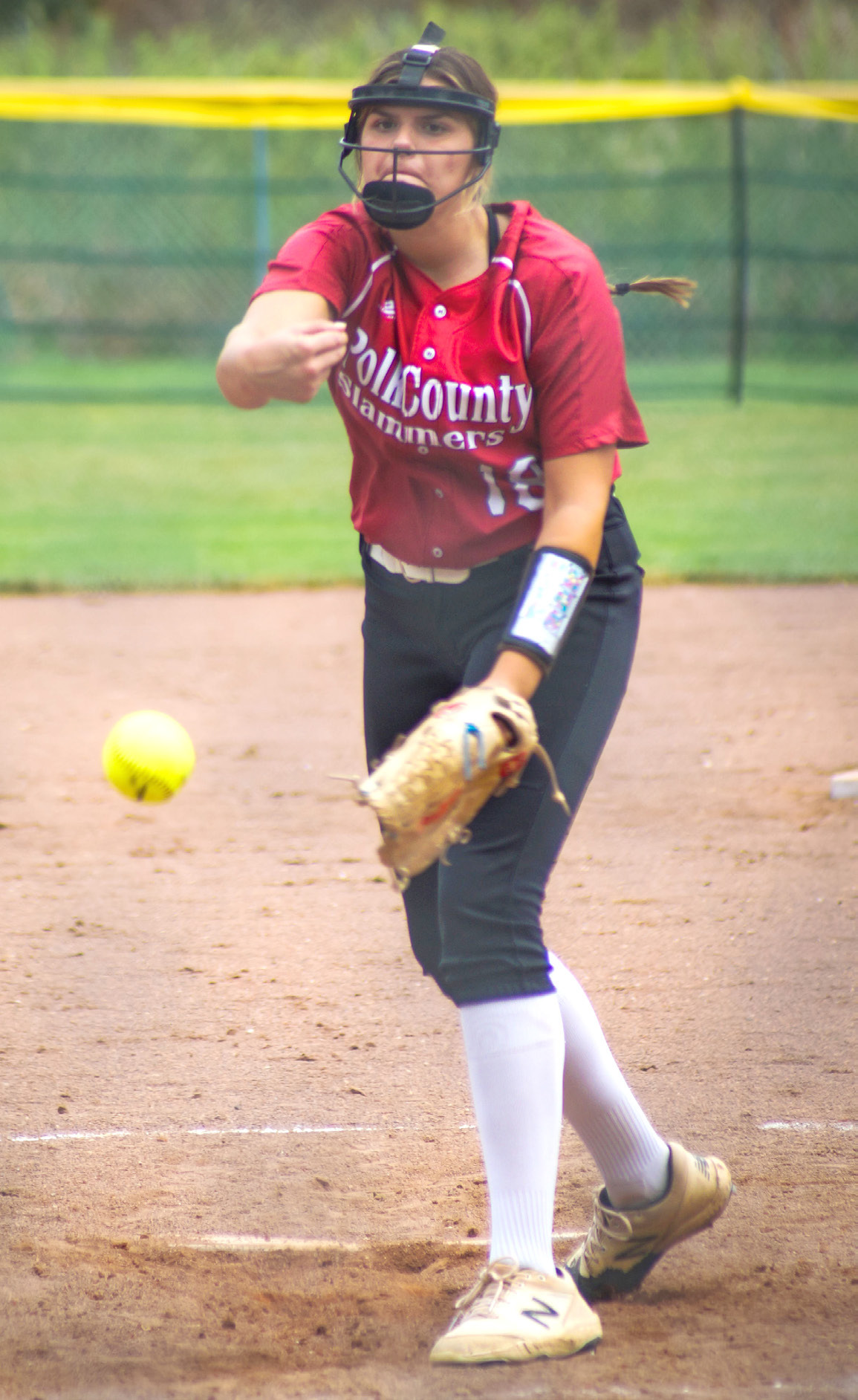 Courtney Sunday used her arm and bat to help the Polk County Slammers to a 2-1 record over the weekend at the Wisner Invite. PCN photo by Erin Dickey