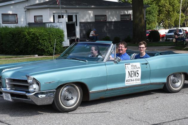 The Polk County News drove in the Q150 Parade on Saturday.