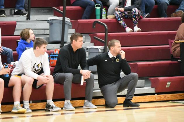 Superintendent Tucker Tejkl and Chris Whitmore finished coaching the SRC basketball season. PCN photo by Rick Holtz.