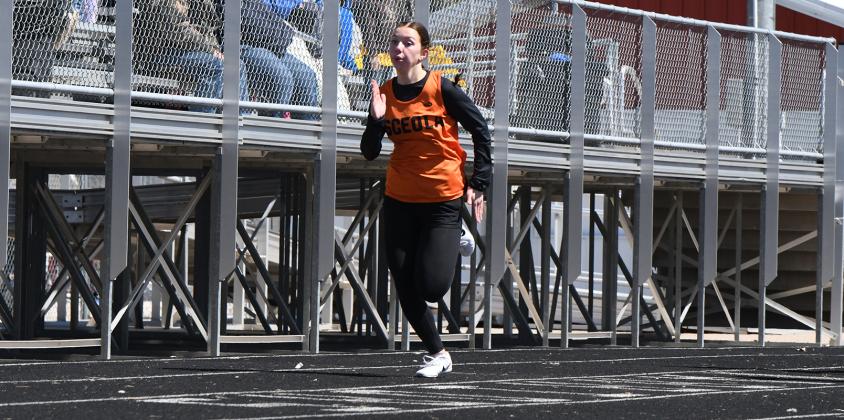 Camryn Peterson ran the 200 meters in 30.5 seconds. PCN photos by Rick Holtz