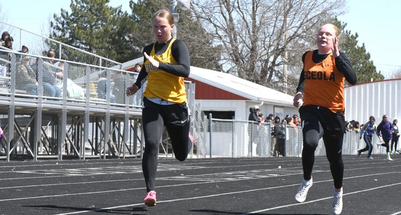 Kaylei Perry (SRC) finished 5th in the 100-meter dash with a time of 14.02. Janna Roberts (OSC) finished 8th with a time of 14.23. PCN photos by Rick Holtz