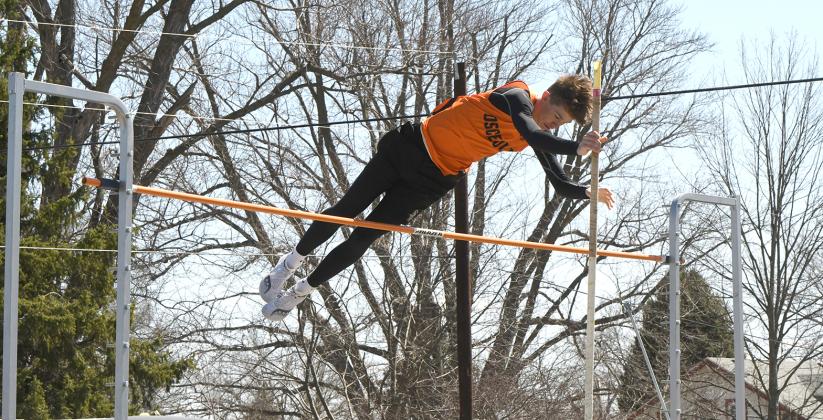Kelby Neujahr (OSC) finished third in the pole vault, clearing a 11-06.00 jump. PCN photos by Rick Holtz