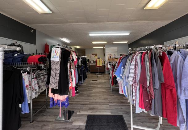 Inside the new Annie Jeffrey Thrift Store. See a variety of clothes as well as other household items and toys.