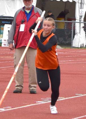 Middle-Halee Peterson of Osceola competes in the Class D pole vault.