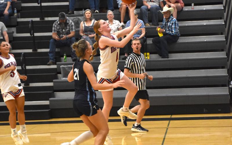 Peyton Hofmann drives one to the basket. PCN photo by Beth Sparrow