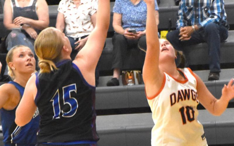 Osceola’s Addison Theis drives and scores two of her seven points. PCN photo by Beth Sparrow