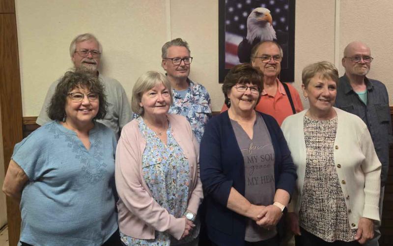 The class of 1976 met at the Osceola Legion on Friday, May 22, to reminisce and reconnect as they celebrated 50 years since graduation. Members attending were (front L to R): Mary Jo Wieseman, Denice (Snodgrass) Sahele, Sue (Throckmorton) Tindall and Chris (Kresha) Gabel; (Back): Kevin Marsh, Rich Hayes, Jim Winslow, Steve Johnston At the banquet Pam (Marak) Langenfeld joined the group. Photo provided.