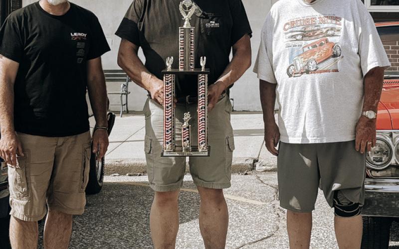 Above: The Osceola Sons of the Legion sponsored their first car show with 21 cars. Charles Noyd was the winner with his car (pictured above). He is pictured to the right holding the trophy with runners up. Photos provided.