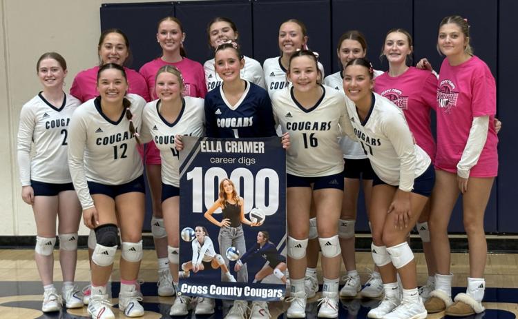 Above: Ella Cramer (senior at Cross County) got her 1000th dig on Thursday. PCN photo by Beth Sparrow. Below: Carter Eickmeier (senior at Shelby-Rising City) attained 4000 yards in his football career. Photo provided.