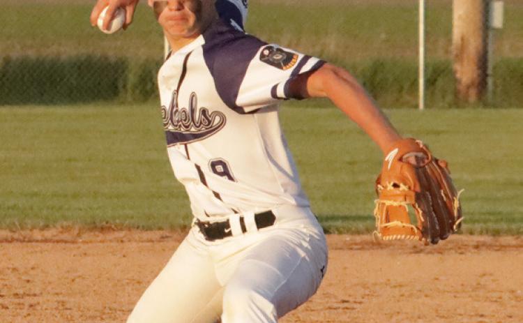 SOS’ Owen Krafka (above) combined with Brayden Santos on a four-hitter in Sunday’s 11-5 win over the Albion Seniors as the Rebels improved to 4-1. PCN file photo by Ken Kush.