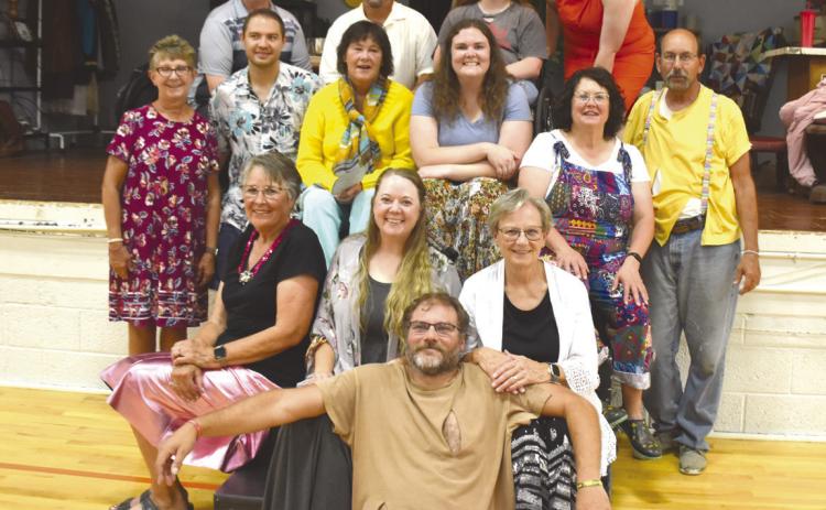 The cast and crew: (front) Blair Page, (second) Suzanne Peterson, Emily Houdersheldt and Roxanne Page, (third) Jenni Erhart, Clyde Ericson, Gail Channer, Payton DeMers-Sahling, Debbie Girard and Mark Erhart; (back) Kerry Voigt, Neil Kaup, Erika Burritt and Jordy Siegel. PCN photos by Beth Sparrow.