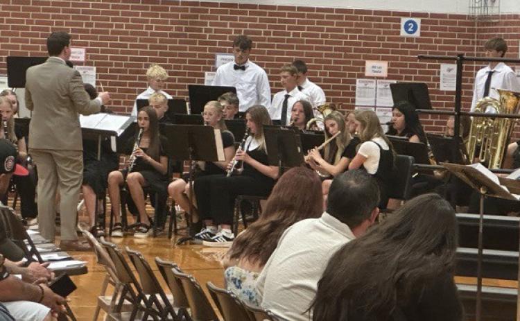 The junior high/high school band performed in Clarks. Photo provided.