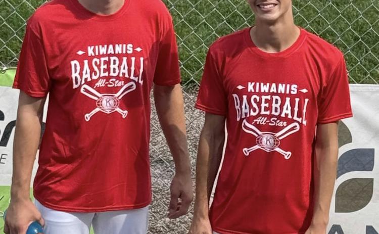 Dalton Pokorney and Kelby Neujahr played in the Kiwanis All-Star Baseball Game in Wahoo. Neujahr was named the MVP of the game. Photo provided.