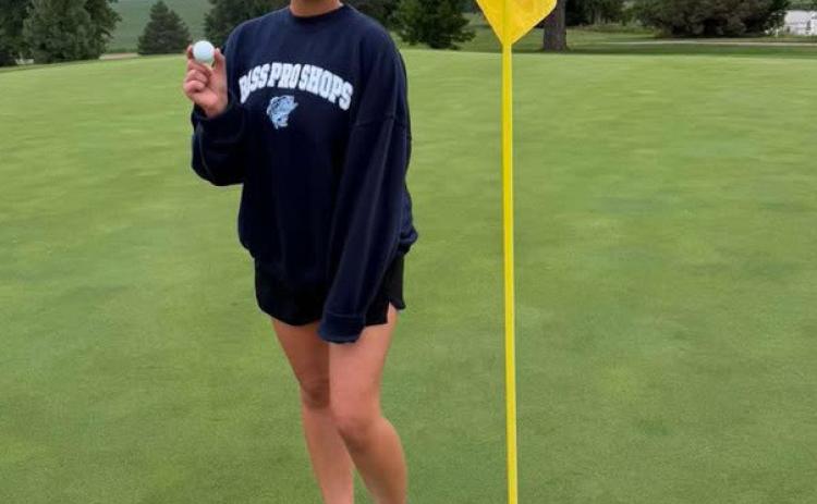 Using a 7-iron Kylie Johnston recorded an ace on the No. 2 par 3, 145-yard hole. Photo was provided.