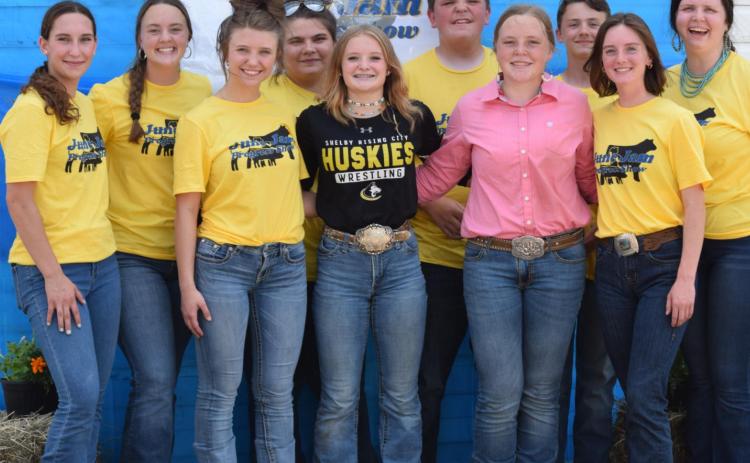 FFA members working Saturday at the progress show are (left to right) Angel Barnes, Rylie Carter, Aurora Slusarski, Jenna Logan, Bailey Turpitt, Braxton Siffring, Aubree Siffring, Jaxon Carter, Alexa Carter, and Advisor Mrs. Morgan Segner.