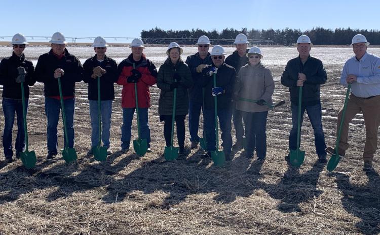 Above: In February groundbreaking was done by city council members and Polk County RPPD. Photo provided. Below: The solar panels are now installed at the old airport location. PCN photo by Beth Sparrow.