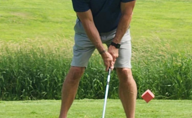 Friday was the Midwest Covenant Home Foundation golf scramble tournament in Osceola. Here a golfer concentrates on his swing to tee off. Photo provided by Craig Pinley.