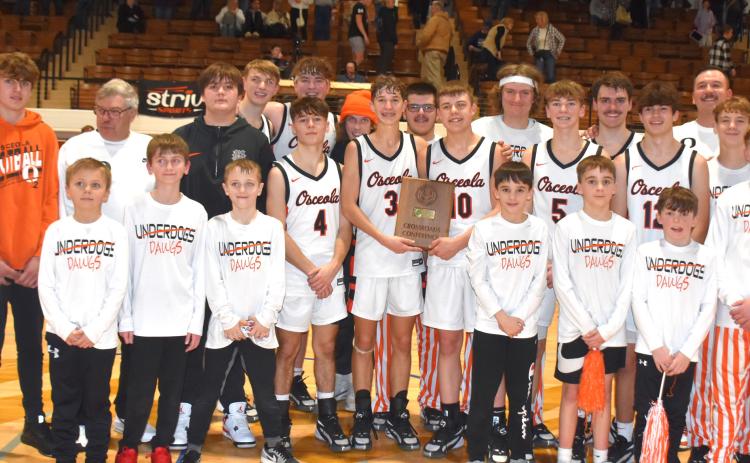 The Osceola Bulldogs repeat as Crossroads conference champions after a win over Cross County. PCN photo by Beth Sparrow.