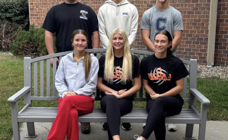 Osceola High School Homecoming 2026 Candidates- Back row, Cooper Yungdahl, Jackson Winslow, Brycen Kula. Front row- Halle Gabel, Kenzie Bartling, Alexis Burritt. Homecoming will be held on Friday, October 2. Photo was provided.