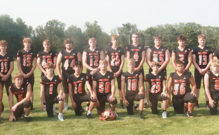 Members of the Osceola football team include, front row (L-R); Milo Gehring, Calvin Alexander, Owen Bise, Alex McDowell, Brant Gabel, Hunter Baumert, Josh Sandman, Leland Rice, Rylon Brandenburger, Braylon LaPointe. Back row- Assistant coach Dan Theis, Jaxon Lassek, Mason Alexander, Jarrett Althouse, Cooper Yungdahl, Kolton Barr, Billy Carnes, Landan Drozd, Landon Winslow, Jackson Winslow, Kamdyn Udey, Brycen Kula, head coach Luke Ericson. PCN photo by Ken Kush