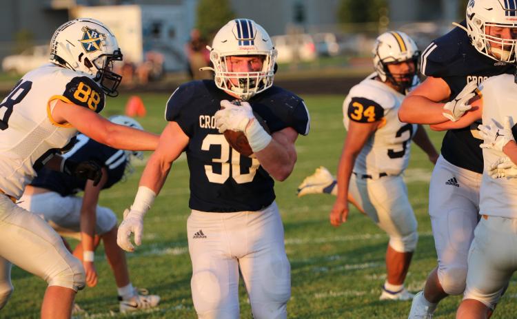 Izaac Dickey carried the ball five times for 92 yards and two touchdowns for No. 2 Cross County. He finished with four tackles on defense. PCN photo by Travis Lane