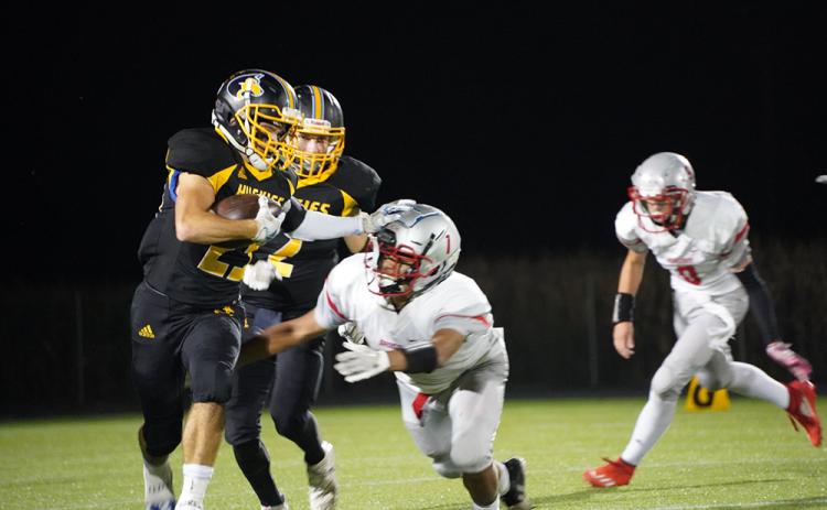 Senior Payton Sliva rushed for a career-high 129 yards and scored three touchdowns for Shelby-Rising City on Friday in their 66-0 win over Madison. PCN photo by Jen Vrbka
