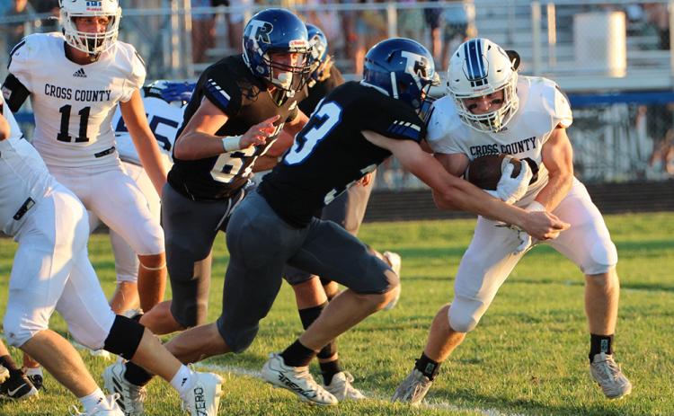 Izaac Dickey (right) carried the Cougar offense on his back, rushing for 127 yards and four touchdowns. PCN photo by Travis Lane