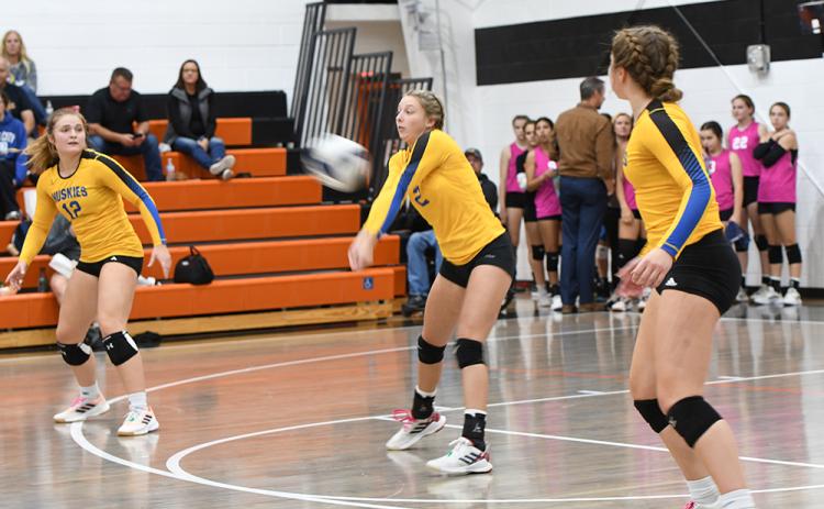 Liberty Baker controls a serve in the second set against Giltner on Thursday. PCN photo by Rick Holtz