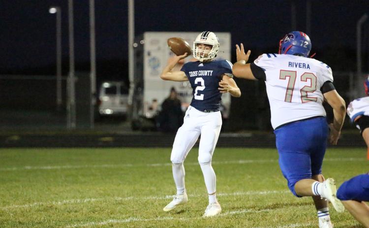 Lucas Jacobsen threw the biggest pass of the season to put the Cougars ahead for good in Cross County’s 30-28 come-from-behind win over Clarkson/Leigh. PCN photo by Travis Lane