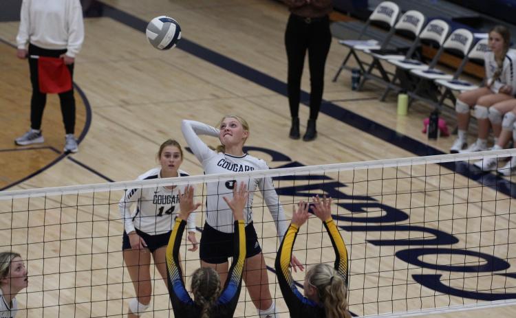 Bren Lemburg goes on the attack Monday against Shelby-Rising City. PCN photo by Travis Lane
