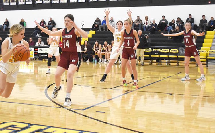 Danica Watts looks to drive past the Fullerton defender in the opening round of the SRC Holiday Tournament on Wednesday. PCN photo by Beth Sparrow