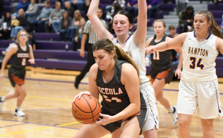 Courtney Sunday makes a move in the post on Friday against Hampton. PCN photos by Rick Holtz