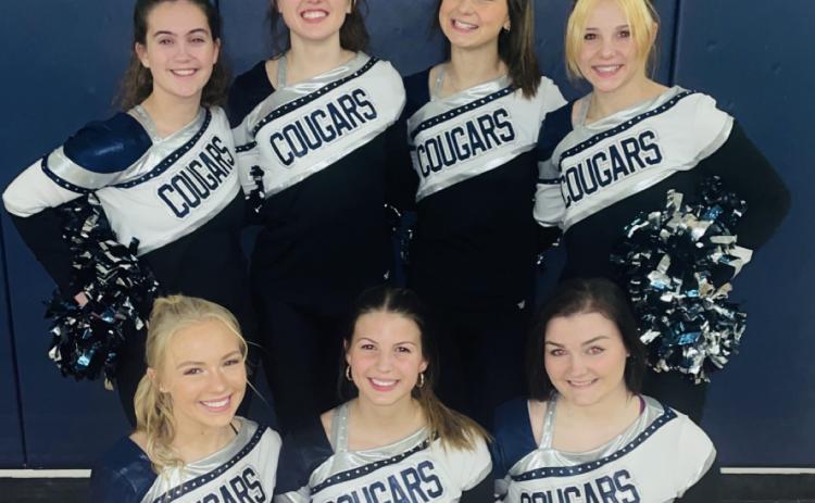 Cross County's Cheer and Dance Team is comprised of Back Row (left): Elizabeth Rutherford (10), Alyssa Renken (10), Makayla Quilhot (11), and Kylee Krol (11), Front Row (left): Katie Frazier (12), Saylar Osentowski (12), and Emma Jones (12). Cross County Schools photo