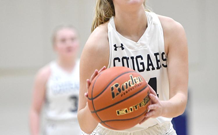 Shyanne Anderson prepares for a free throw in Tuesday's opening round of the subdistrict. PCN photo by Rick Holtz