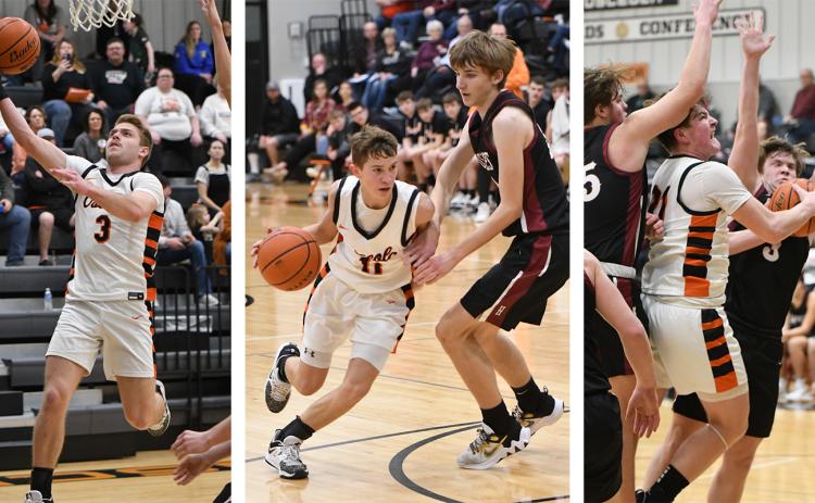 Isaiah Zelasney, Kelby Neujahr and Kale Gustafson combined to score 71 points on Thursday for the Bulldogs. PCN photos by Rick Holtz